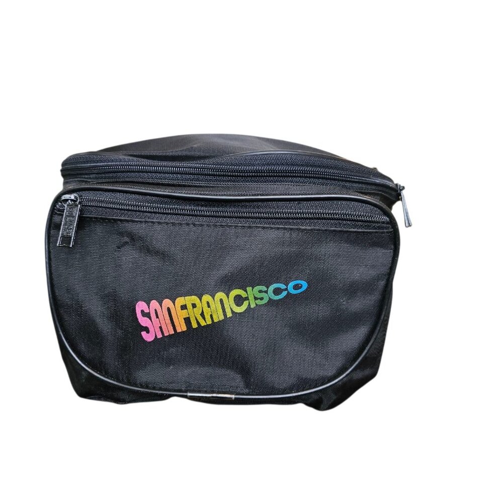 VTG Retro San Francisco Fanny Pack Belt‎ Bag Rainbow Spellout Black Nylon